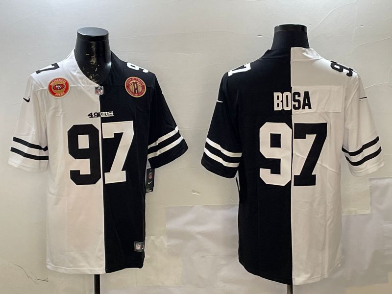 Men San Francisco 49ers #97 Bosa White Black Fashion 2025 Nike Limited NFL Jersey style 7